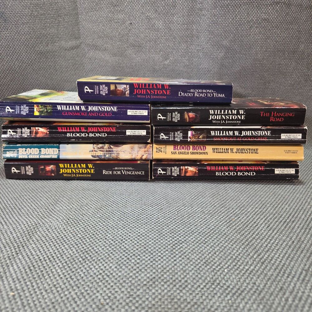 Lot of 8 William W. Johnstone Blood Bond Western Paperbacks - Pinnacle